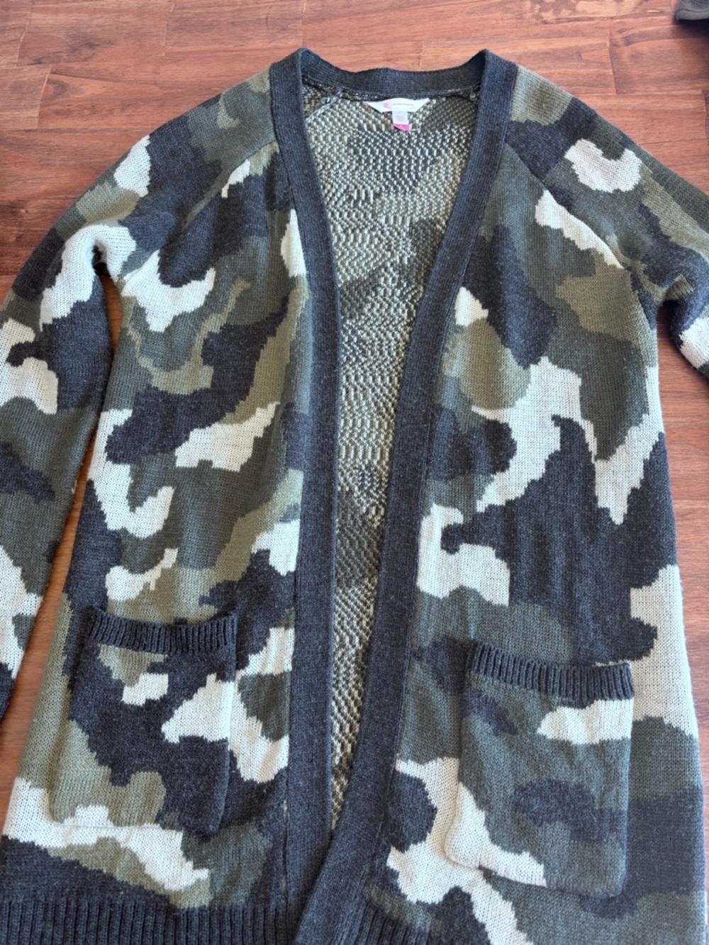 No Boundaries Black, white, camo Knit Cardigan